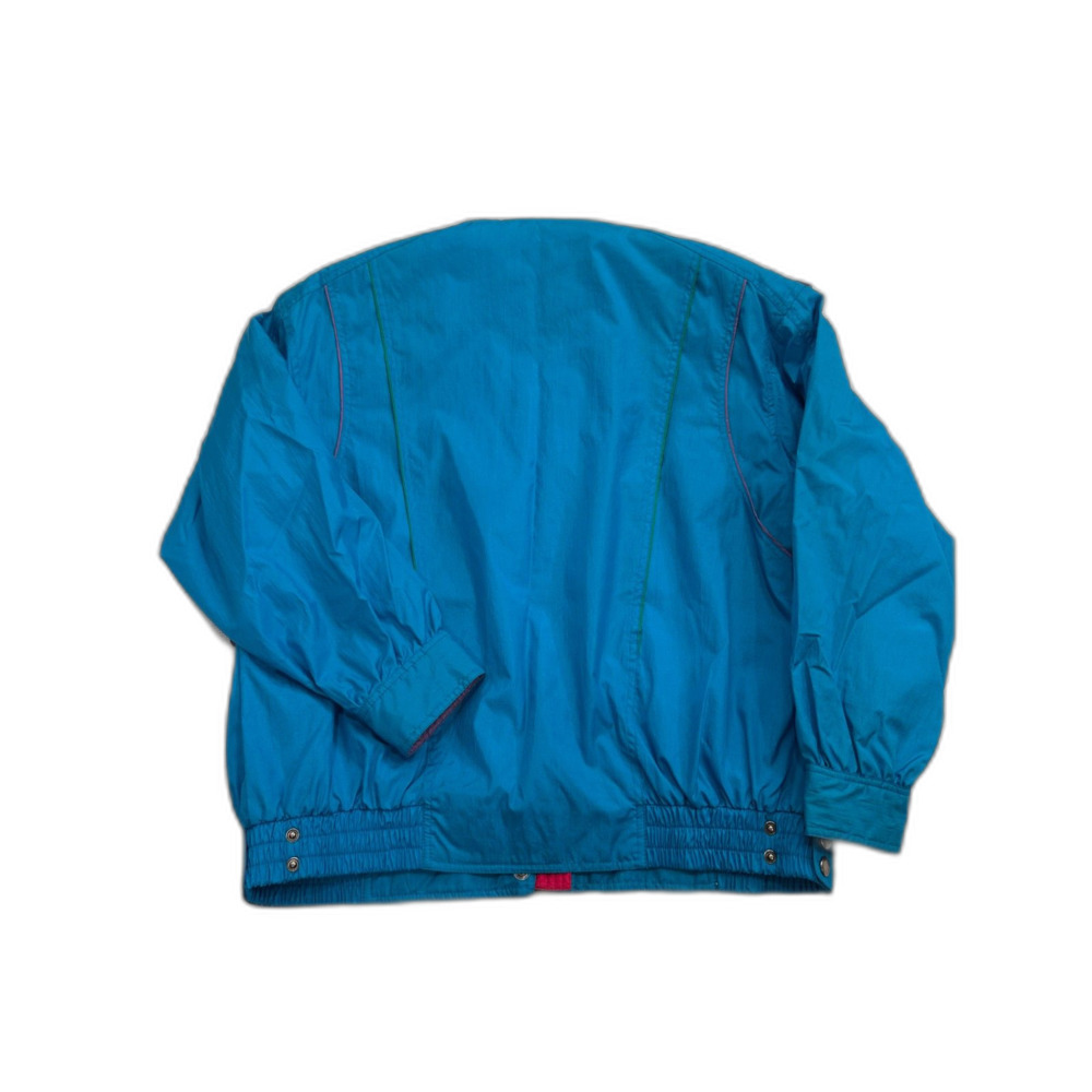 Unex Vintage 90s Windbreaker Jacket Size Medium Teal Green Shoulder Pads - Picture 2 of 9